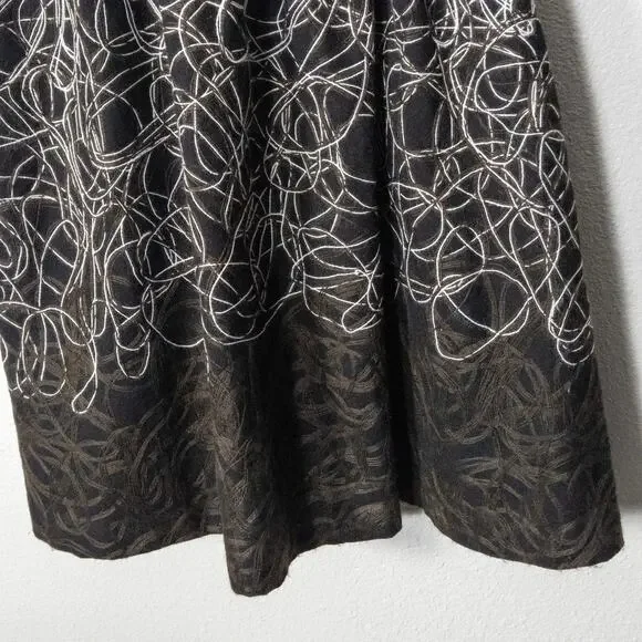 Maeve Dress Sleeveless Embroidered Black White Size 6 Statement Pattern - Picture 6 of 12